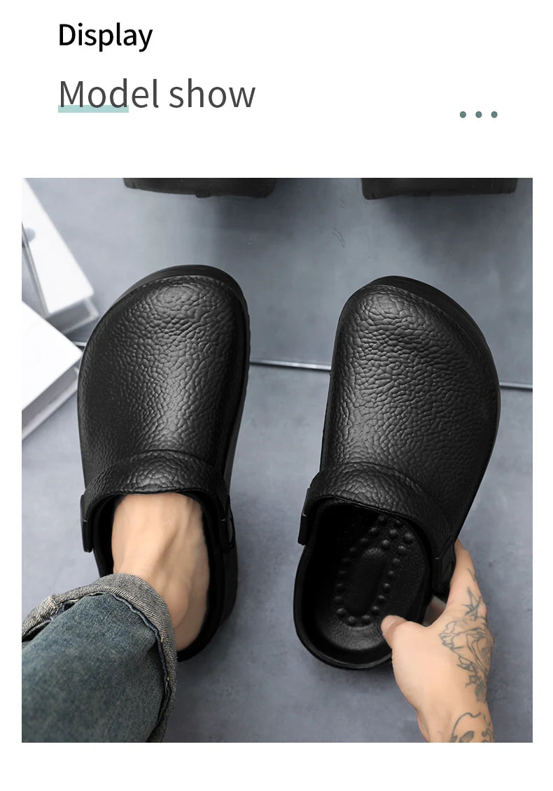 2025 Men's EVA Sandals Summer Large Black Kitchen Anti-Slip Work Shoes Waterproof Oil-Repellent Chef Shoes Kitchen Accessories