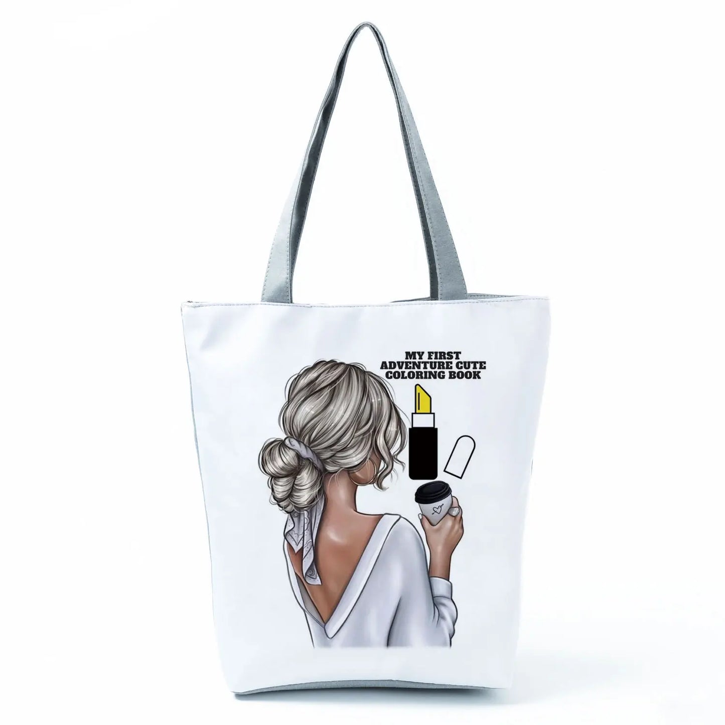 Golden Afro Woman Printed Handbags Pretty Fashion Shoulder Bag Eco Portable Shopping Bag High Capacity Beach Bag Practical Tote