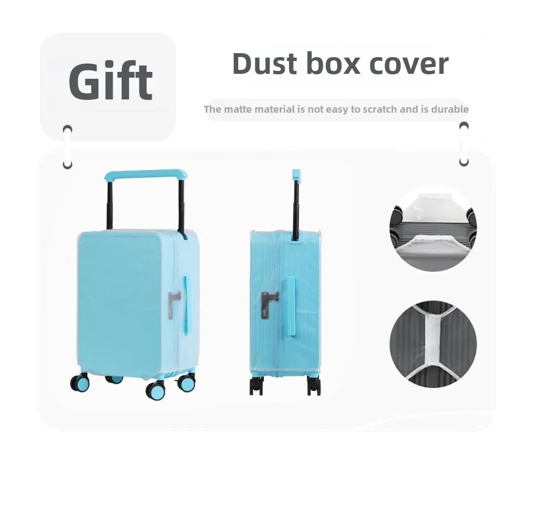 Wide Handle Front Opening Luggage Travel Bags Password Boarding Case 2025 Large Capacity Zipper Rolling Luggage Case