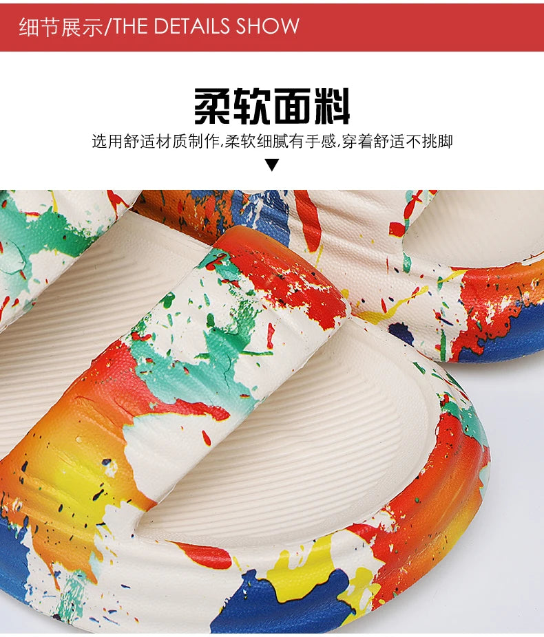 2024 New Thick-soled EVA Cave Shoes Women's Summer Wear Non-slip Beach Soft-soled Semi-Slippers Fashion Printed Sandals