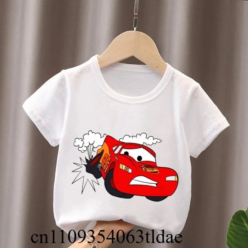 Hot Sale Car Pixar Lightning McQueen Print Cute Kids T-Shirts Girls Clothes Baby Boys Short Sleeve T Shirt Summer Children Tops