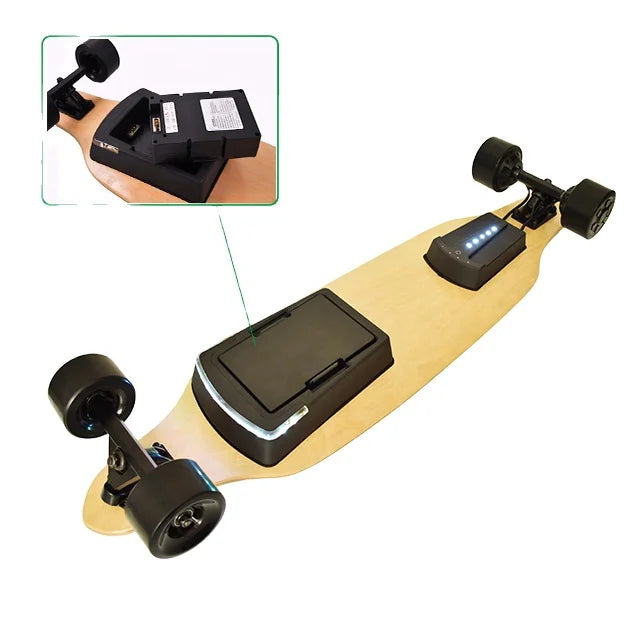 Electric Skateboard Fast Speed 40KM Kit with Removable Battery Pack & Flashlight 9 Ply Canadian Maple Skate Board Decks