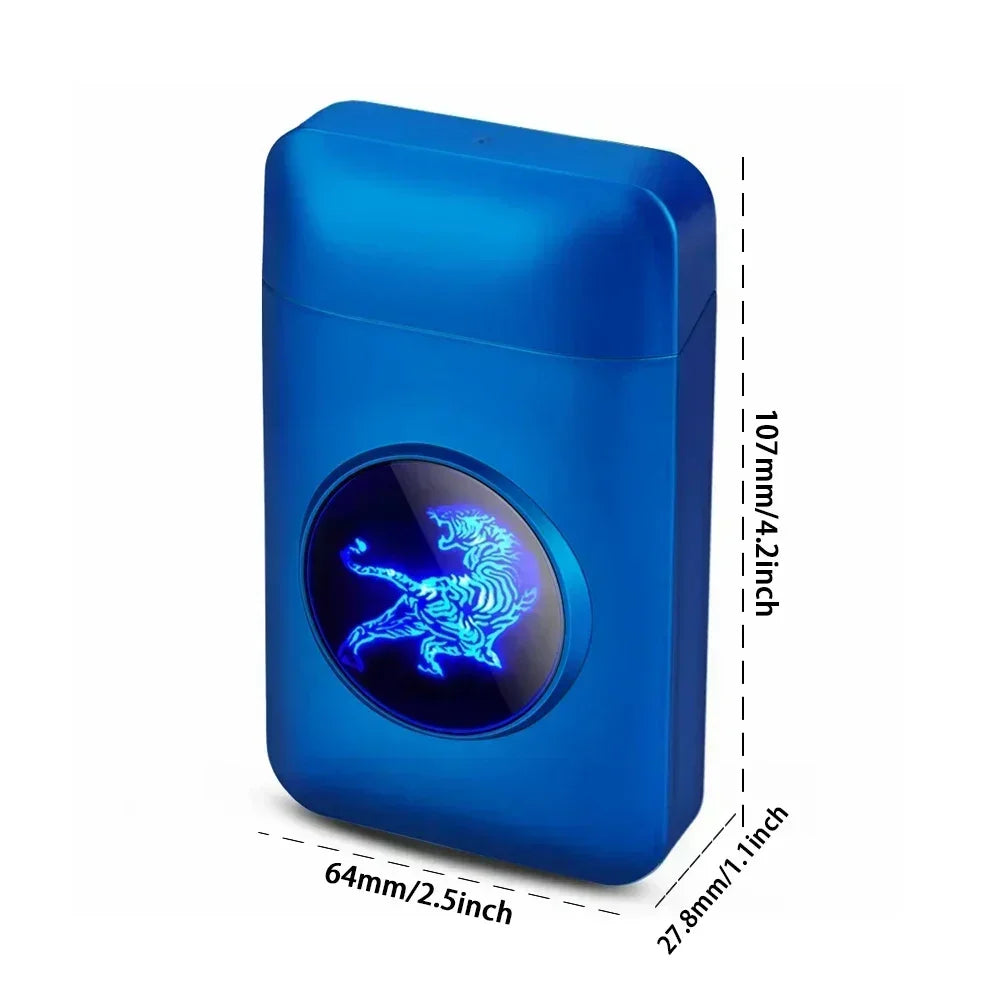 Regular 84mm Cigarette Case Box LED Display Resin Metal Tobacco Holder Magnetic Flip Cigarette Storage Box Gadgets for Men
