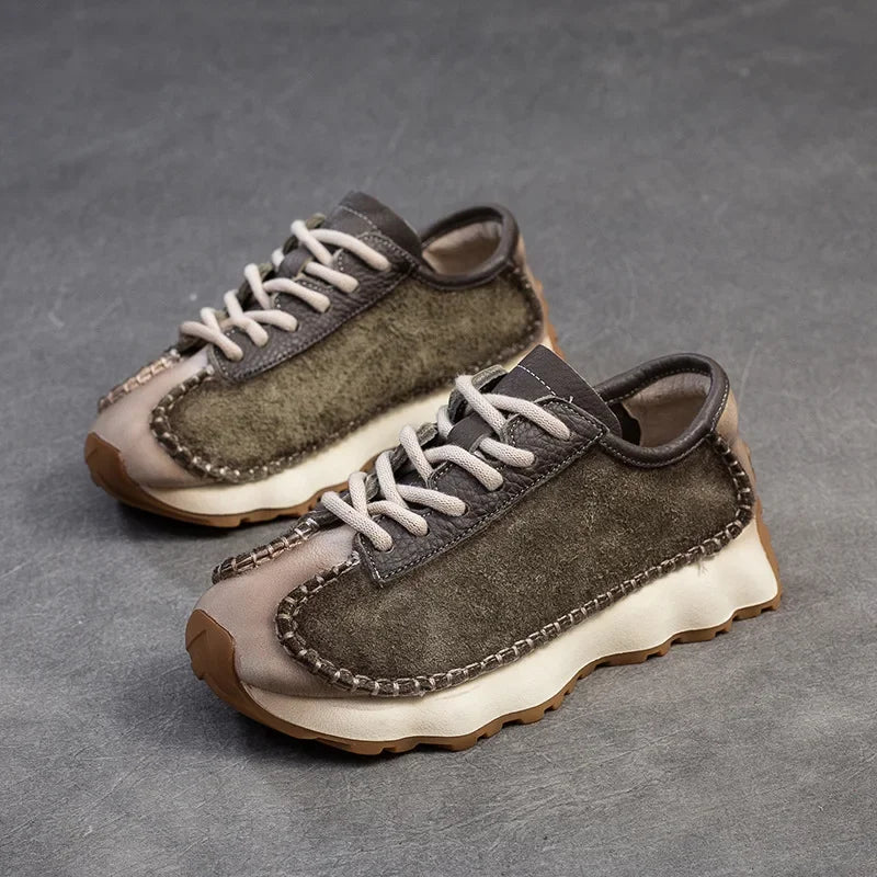 Koznoy 3cm Suede Cow Genuine Leather Mixed Color Preppy Girl Vulcanize Platform Wedge Summer Ladies Spring Autumn Comfy Fashion