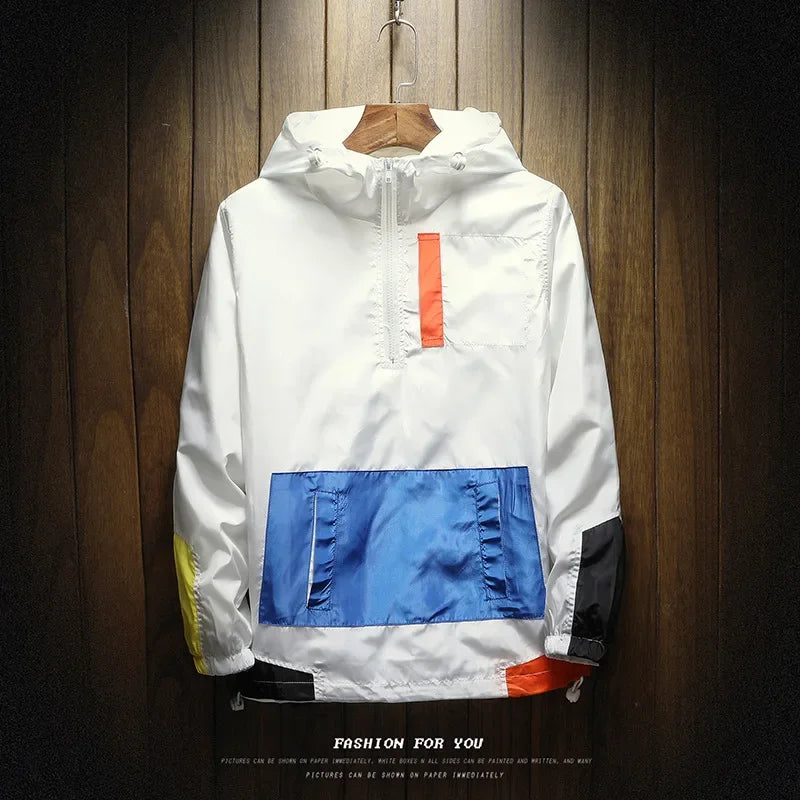 Men Autumn Outdoor Hooded Jacket Black Windbreaker Hoodie Men Large Size Bomber Zipper Jacket Brand Clothing PulloverCcoat Tops