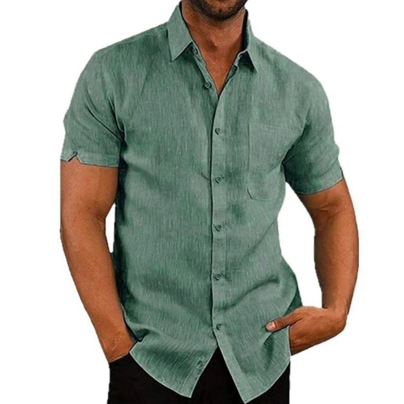 Summer Male Shirts Blouses Cotton Linen Shirt For Men Short Sleeve Formal Shirts Business Social Shirt Casual Top Man Clothes
