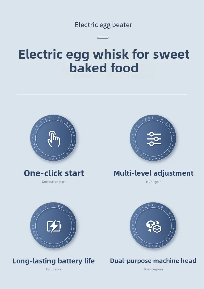 Electric egg beater, milk frother, 3-speed USB charging handheld cream mixer, cream stick, kitchen tool, food mixer