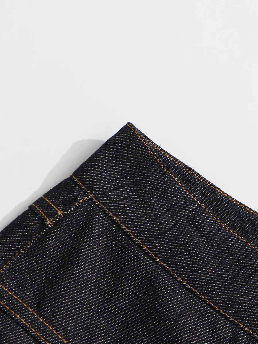 VGH Designer Solid Slimming Denim Skirts For Women High Waist Patchwork Button Spring Temperament Skirt Female Fashion Style New