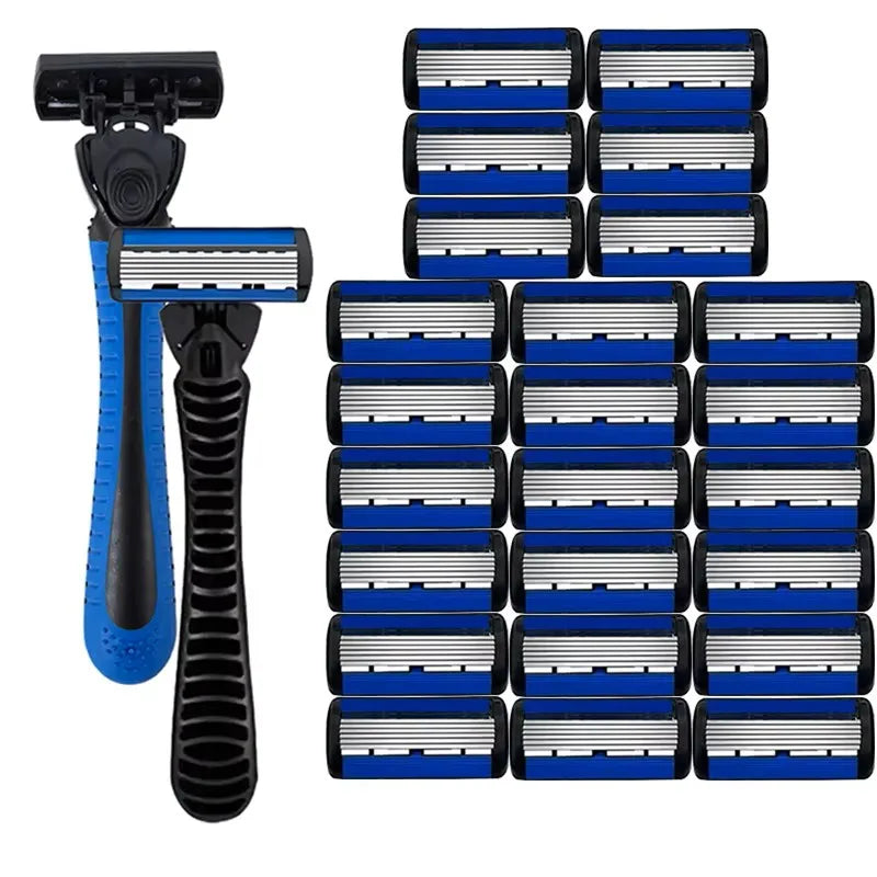 6-layer razor blade, men's stainless steel blade, classic water washed razor, sharp blade for clean shaving