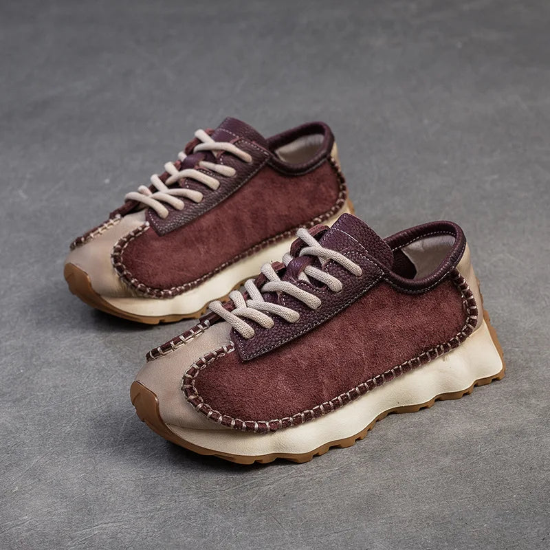 Koznoy 3cm Suede Cow Genuine Leather Mixed Color Preppy Girl Vulcanize Platform Wedge Summer Ladies Spring Autumn Comfy Fashion