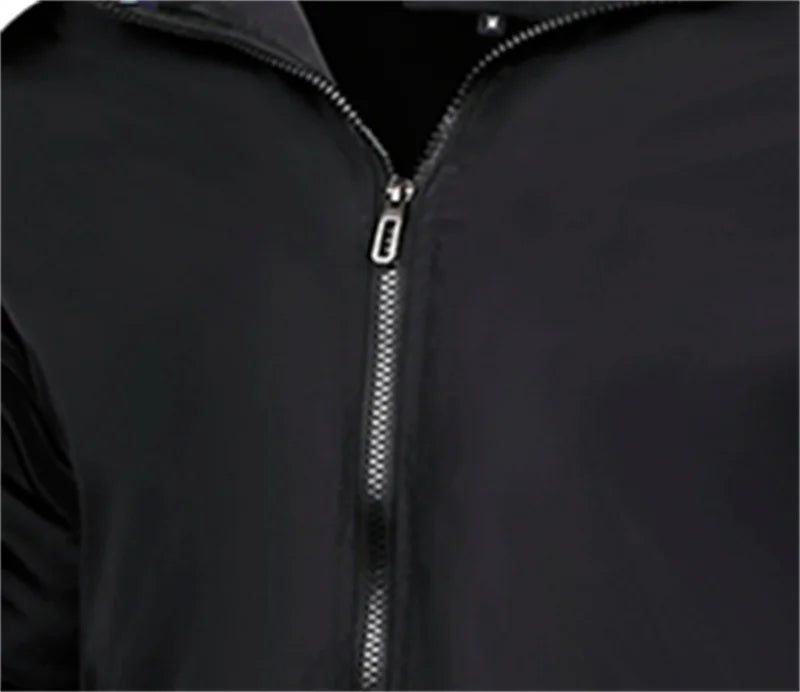 Men's casual sports spring and fall zipper baseball side seam pocket casual jackets without hooded daily