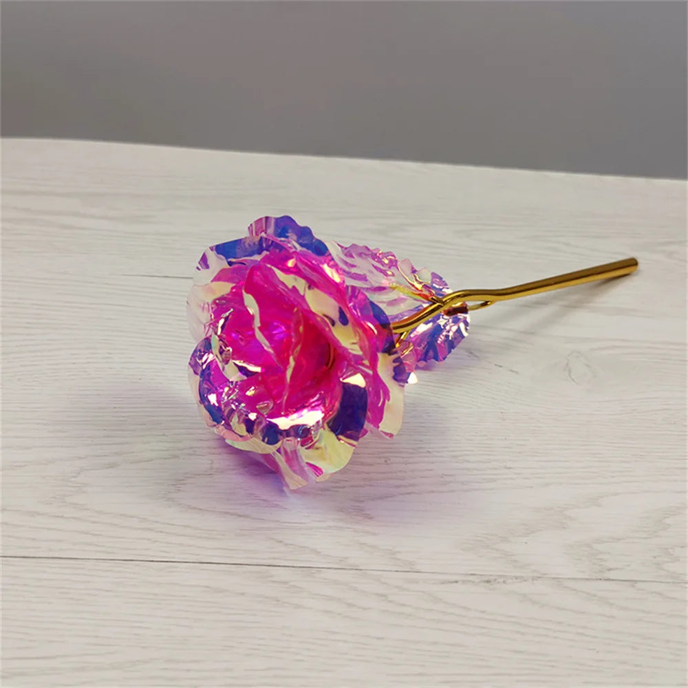 Led Valentine's Day Mother's Day Gift 24K Foil Plated Roses Artifical Flowers Wedding Decor Lover Lighting Roses Creative Gift