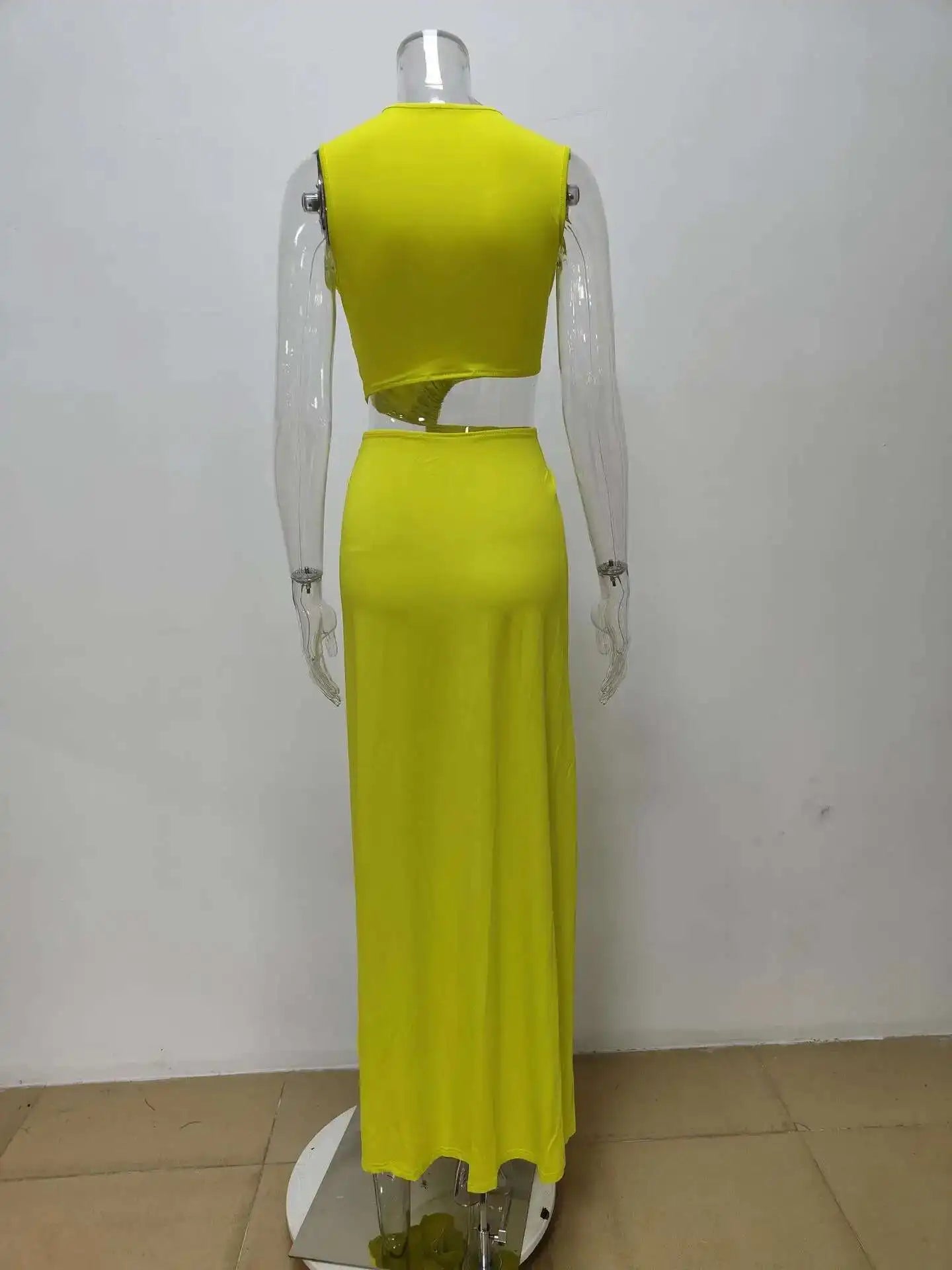DEAT Spring New Arrival Fashion Hollow Out Sleeveless Dresses For Women Trendy Split V-neck Irregular Dress Female 11A03623