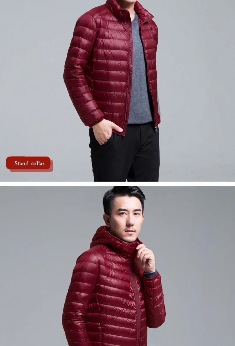 2024 New Arrivasl Men's Ultra Lightweight Packable Down Jacket Autumn Spring Winter Water and Wind-Resistant Breathable Coat