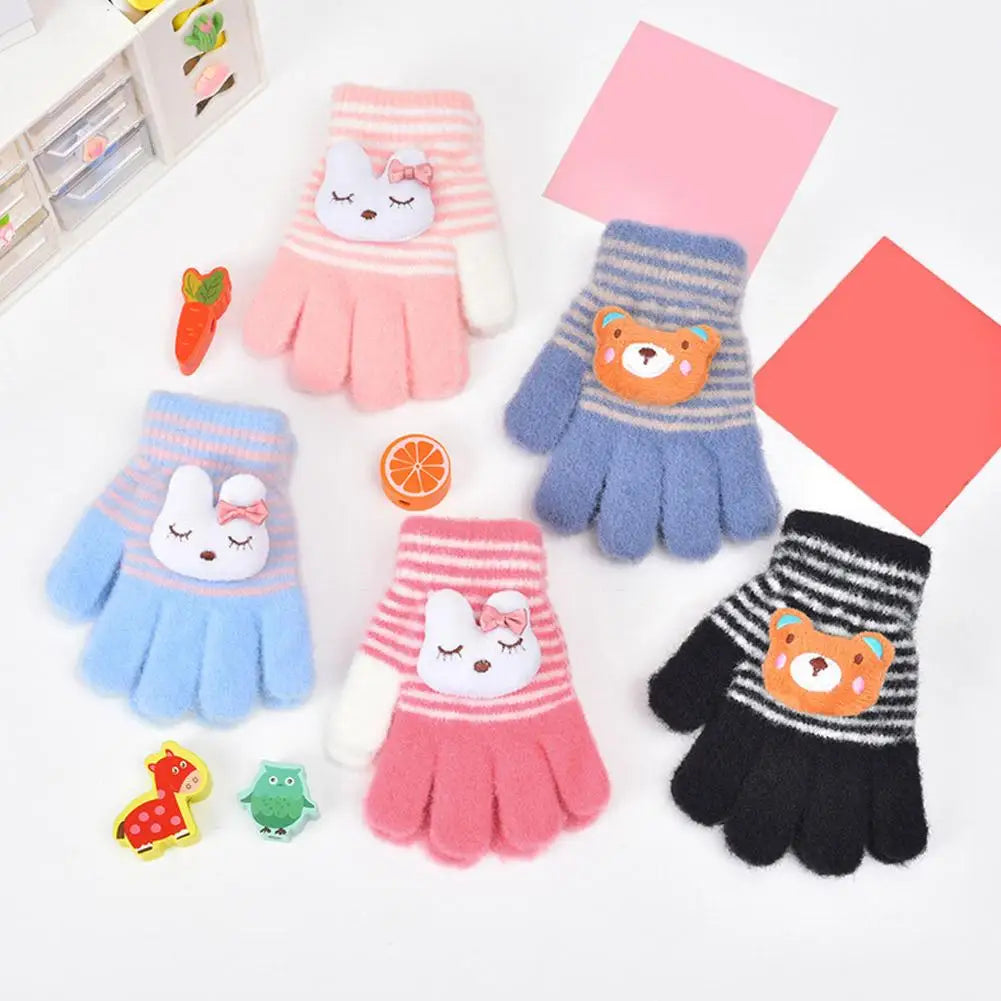Kids Winter Gloves Thermal Warm Windproof Cartoon Animal Mittens for Boys Girls Children Outdoor Skiing Full-Finger Gloves