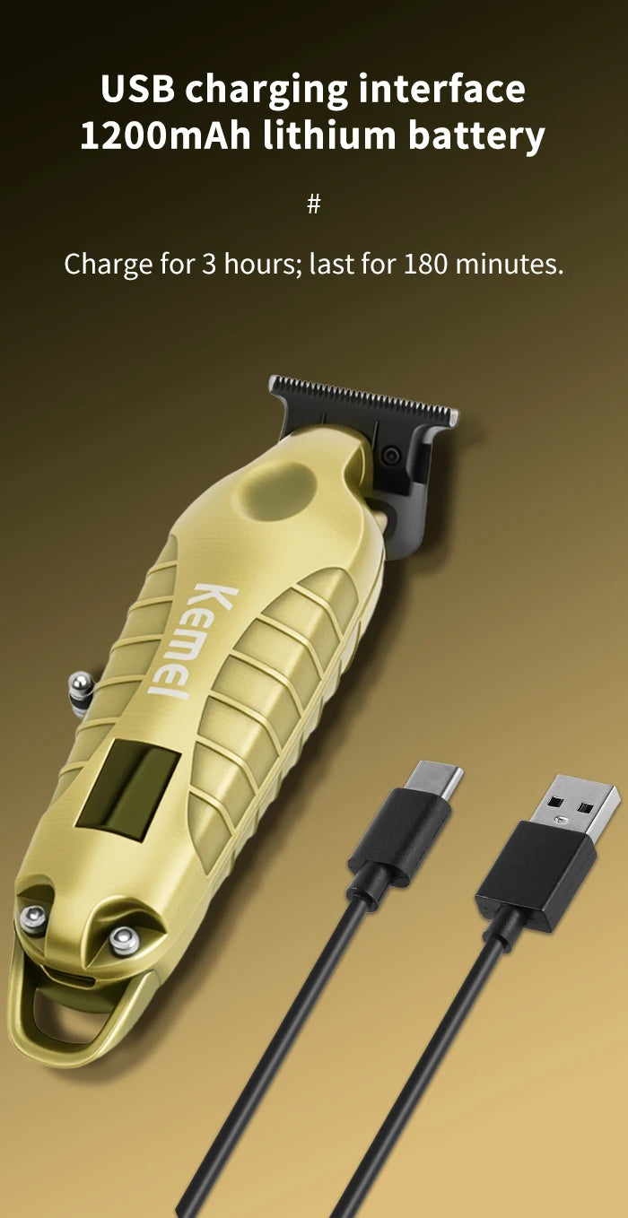 Kemei 2293 Electric Hair Clippers Men Professional Barber Hair Cutting Machine Wireless Carving Clipper Alloy Body Hair Trimmer