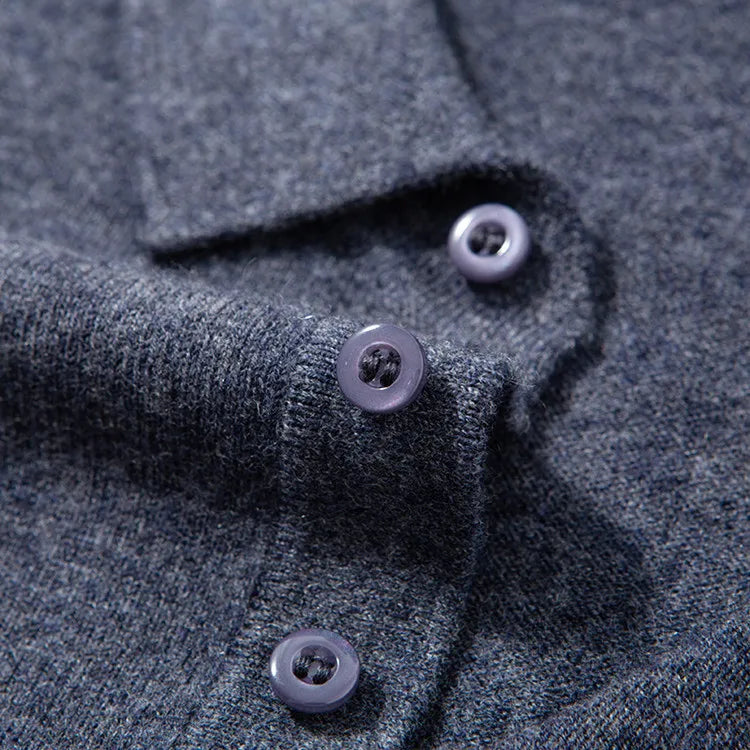 100% Australian Merino Wool Sweater, 360g Thickened Anti-Pilling, Polo Collar Gold Quality Pullover