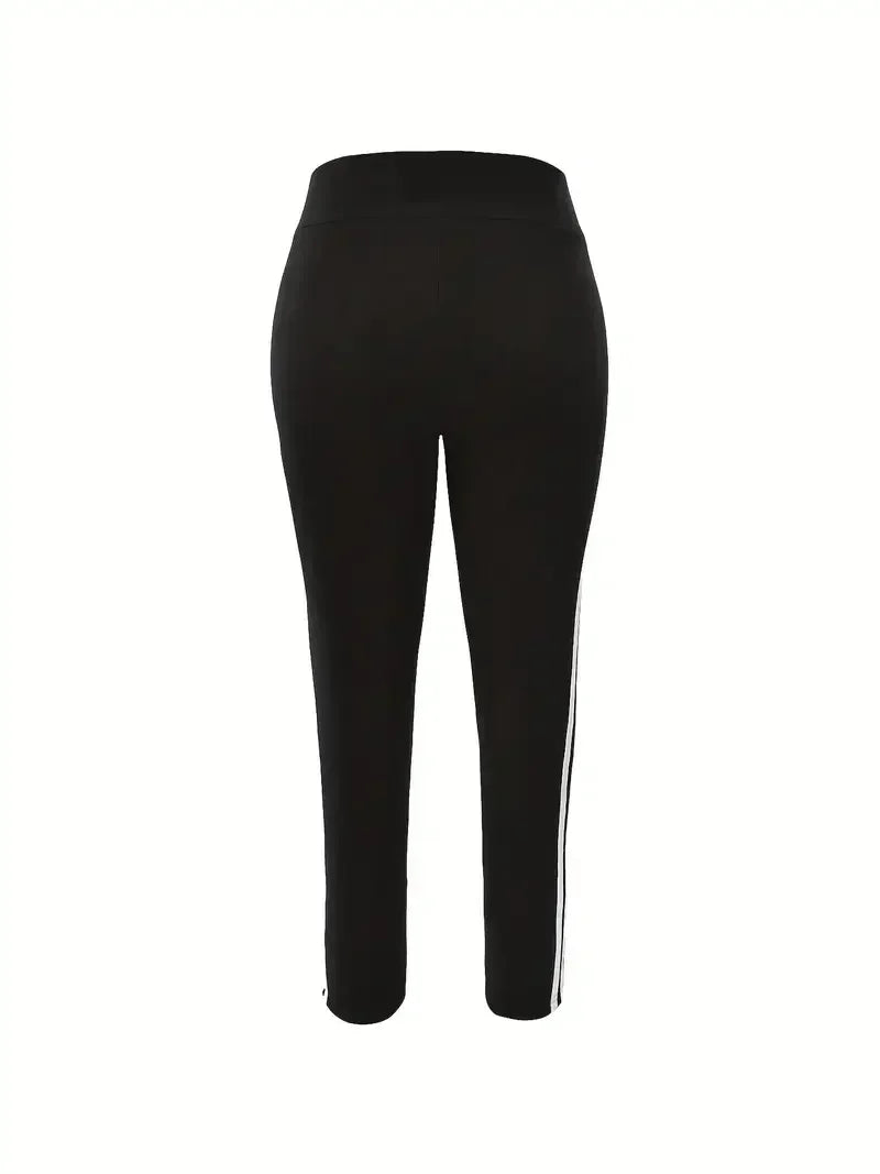 Women 1XL-5XL Plus Size Fashion Striped Leggings Pants Ladies Casual Slim Sports Pants Running Pants