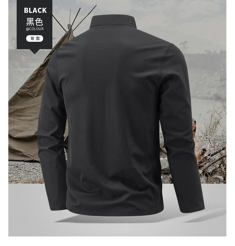 Quick Dry Men's Polo Shirt Stand Collar Pullover Male Long Sleeve Half Zipper Spring Big Size Plus Large 6XL 7XL 8XL Sport Golf
