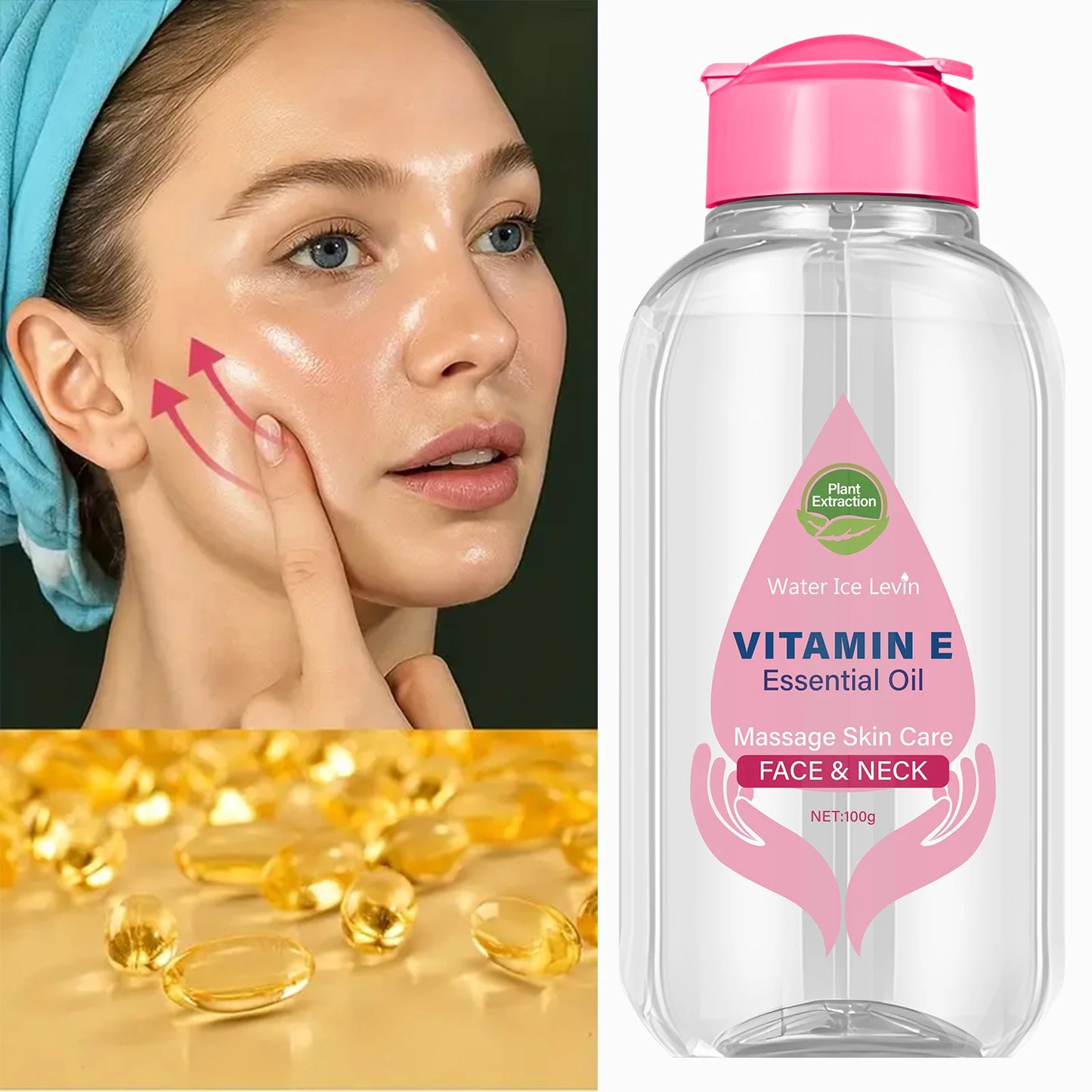 Vitamin E Essential Oil with Niacinamide & Ceramide - Face & Neck Massage Skin Care for Even Tone