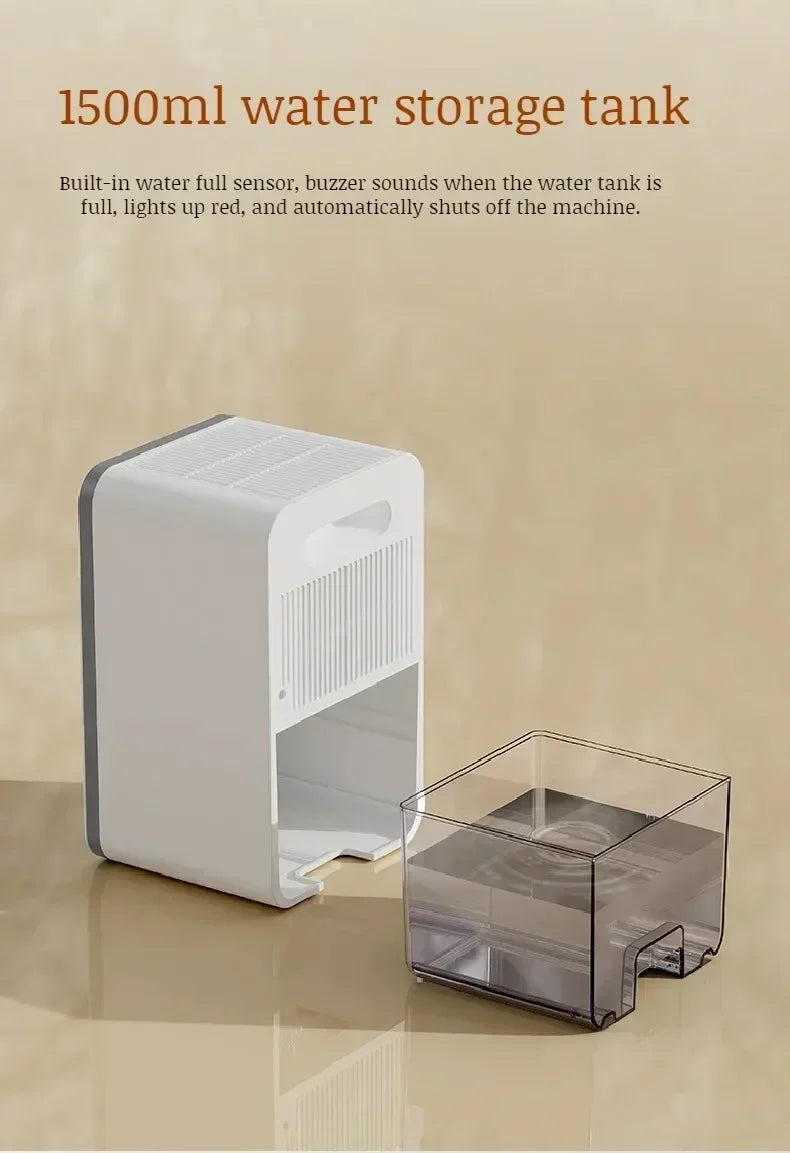Portable Quiet Air Dehumidifier Moisture Absorber for Home Bedroom Office Kitchen EU Plug Compact Moisture Eliminator Deodorizer
