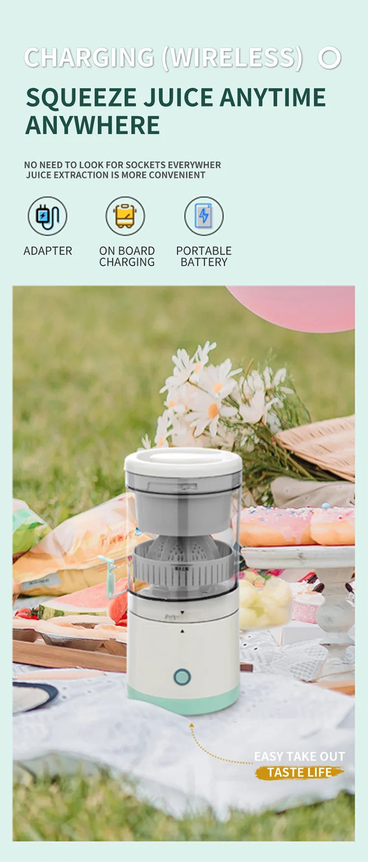 Portable Electric Juicer Juice Lemon Squeezer USB Charging Kitchen Fruit Small Juicer Blender Fresh Separator Press Machine