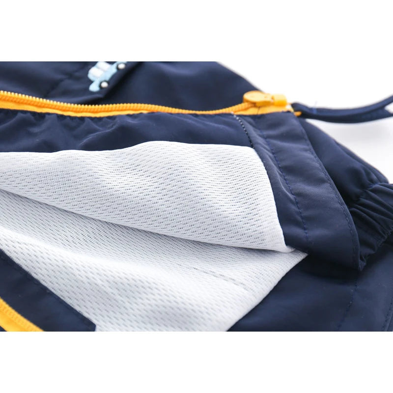 1 2 3 4 5 6 Years Spring Autumn Boys Coats Patchwork Cartoon Car Pattern Hooded Windbreaker Leisure Overcoat For Kids