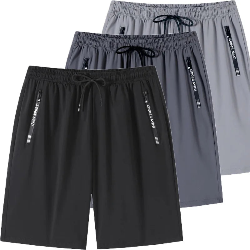 Quick Dry Shorts Men Summer Thin Short Pants Running Sports Bottom Gym Fitness Beach Zipper Pocket Loose Short Sweatpants Men