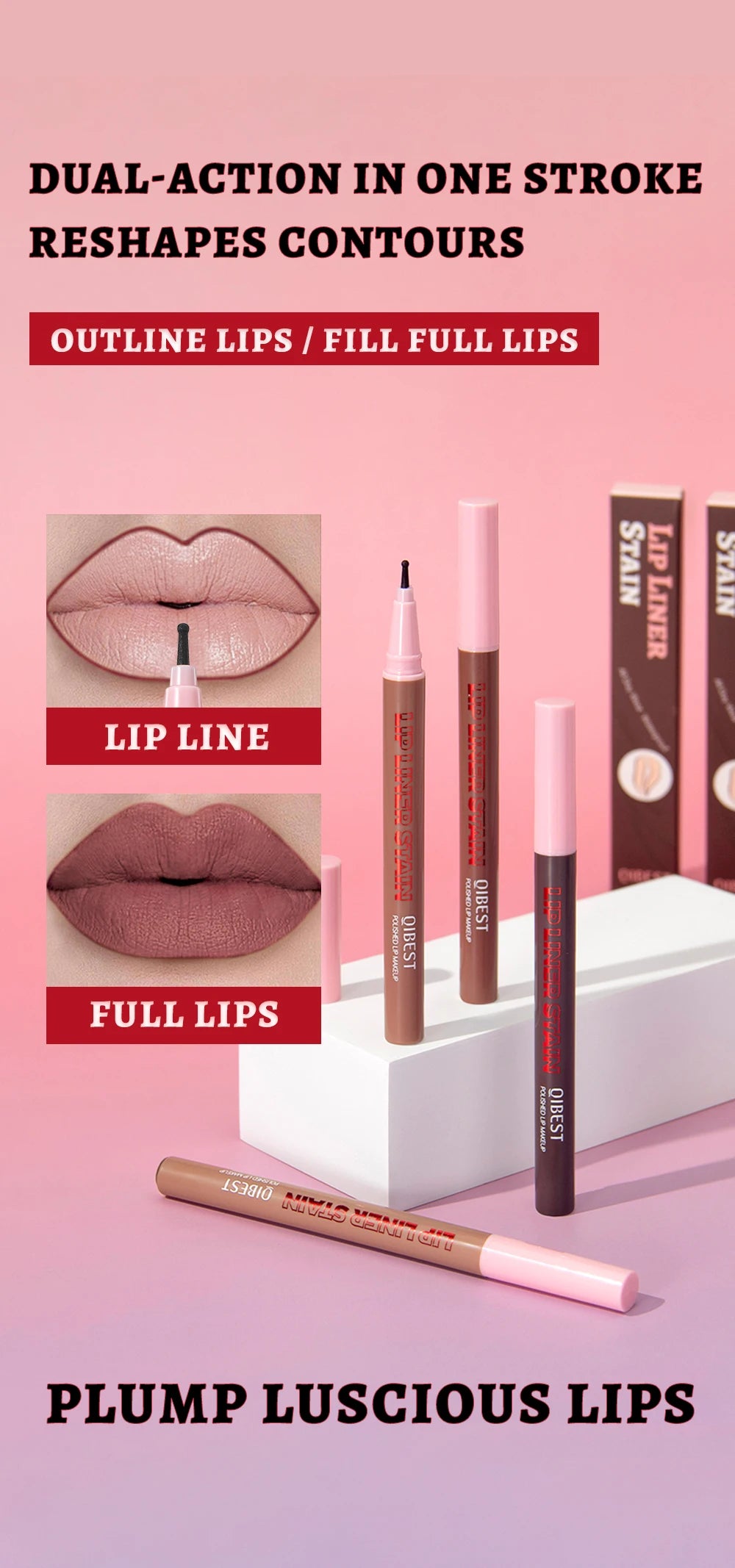 QIBEST Matte Liquid Lipliner Pencil Waterproof Plumping Stain Lipstick Natural Lip Liner Outline Lips Contour Pen Cosmetics