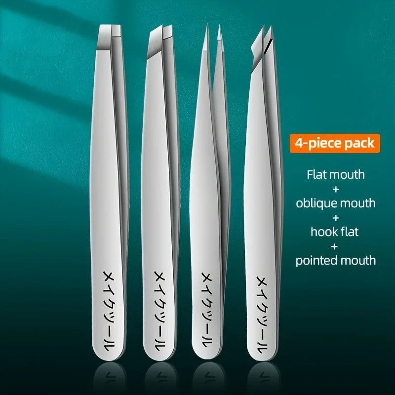 1/4 pcs Eyebrow Tweezers Set Stainless Steel Eyebrow Forceps Professional Beauty Tool Set For Facial Hair Inward Growing