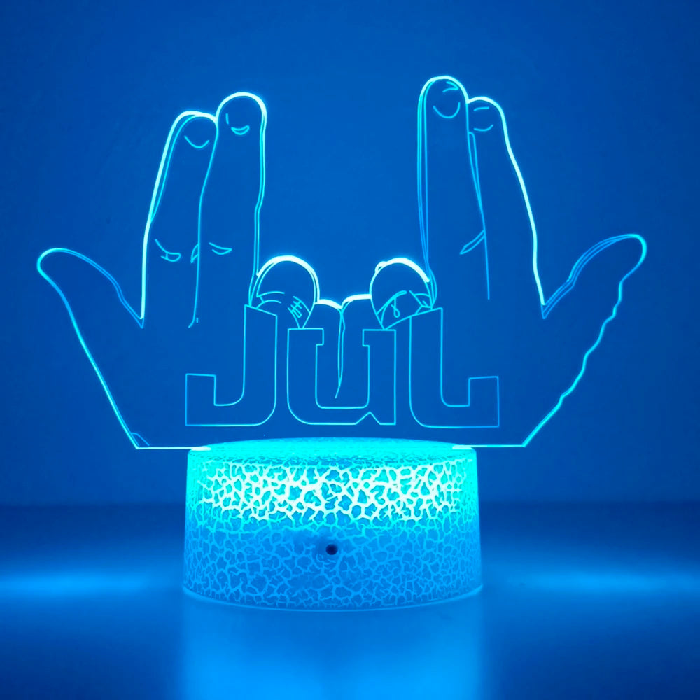 3D Rap singer Julien Mari gesture logo Night Light with Remote Control Room Decor Lamp Birthday Valentine's Day Christmas Gifts