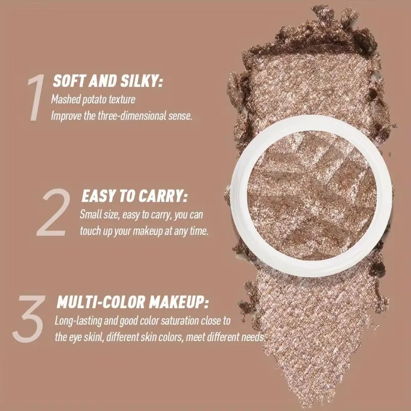Smoky Glitter Eyeshadow Cream Makeup Mashed Potato Texture Palette Pearl Long-lasting Shimmer Metallic Eye Shadow Cosmetic