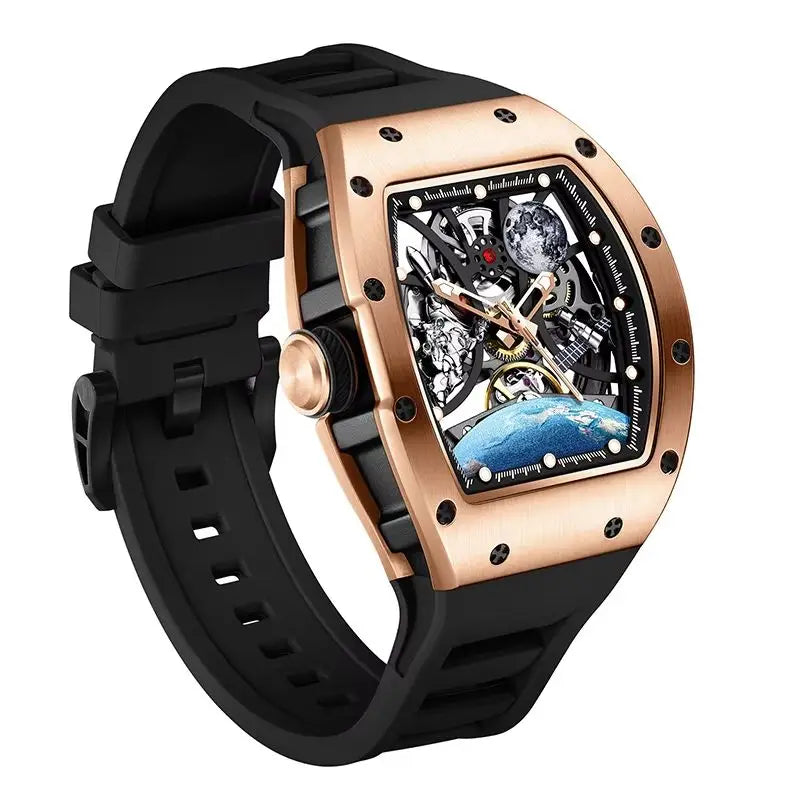 Hollow Automatic Mechanical Watch 5ATM Waterproof Sports Silicone Strap Custom Logo High-Quality Wristwatch Active Lifestyle