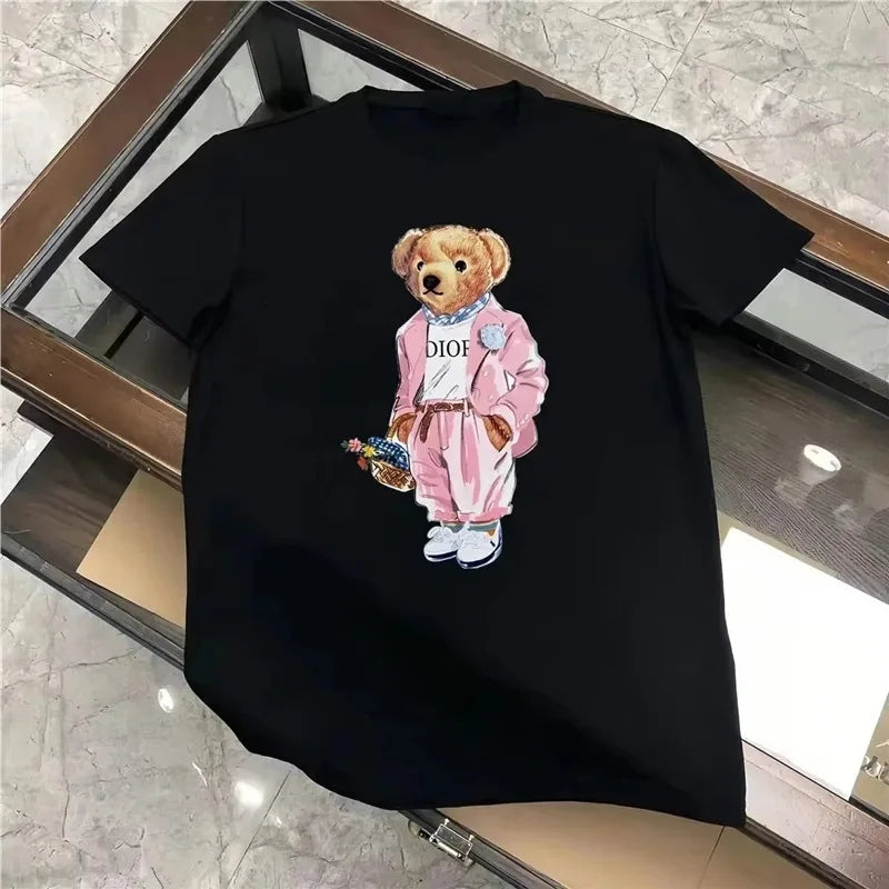 Luxury Brand Cotton TNew Bear Fashion Tshirt Unisex Short Sleeve round Neck Print Casual Style Comfortable Fit for Men And Women