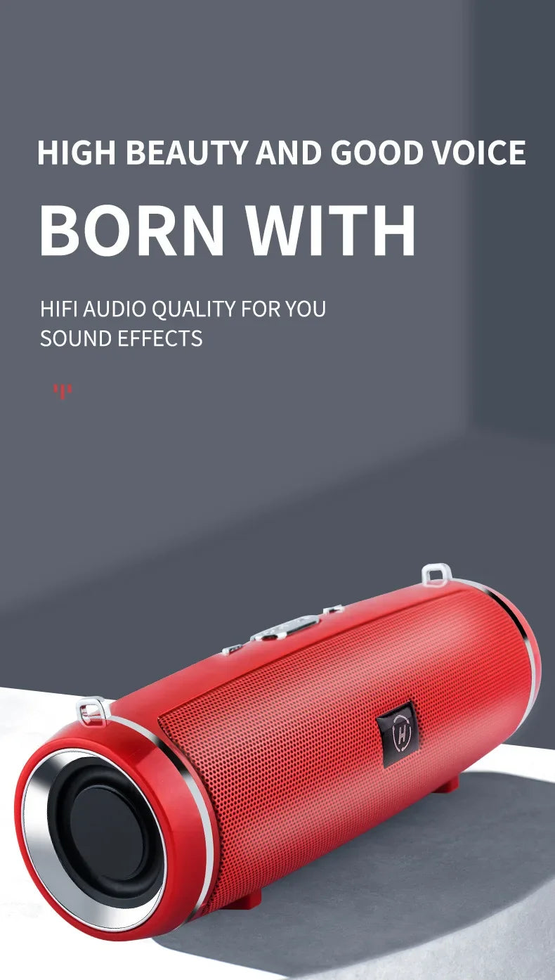 Portable Wireless Bluetooth Speaker 3D Stereo Surround Speaker Outdoor FM Radio Multifunctional Pillar Waterproof TWS Subwoofer
