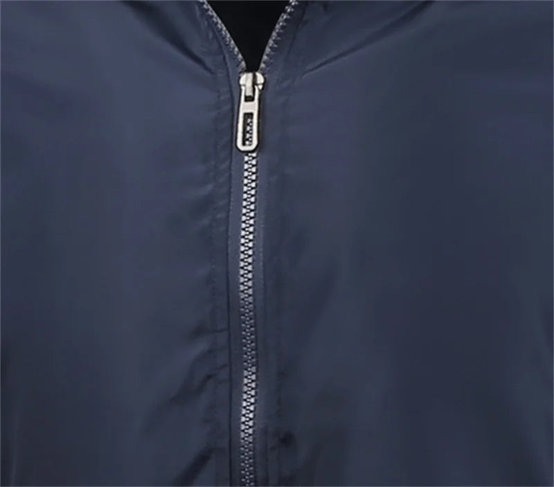 Men's casual sports spring and fall zipper baseball side seam pocket casual jackets without hooded daily