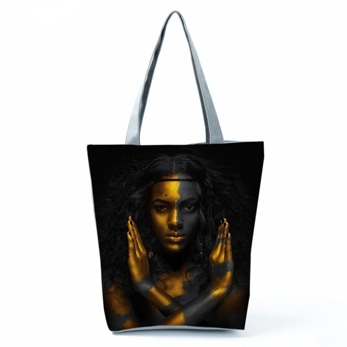 Fashionable Black Beauty Print Handbag Large Capacity Shoulder Bag Stylish Mystery Tote Bag for Women Versatile Polyester Bag