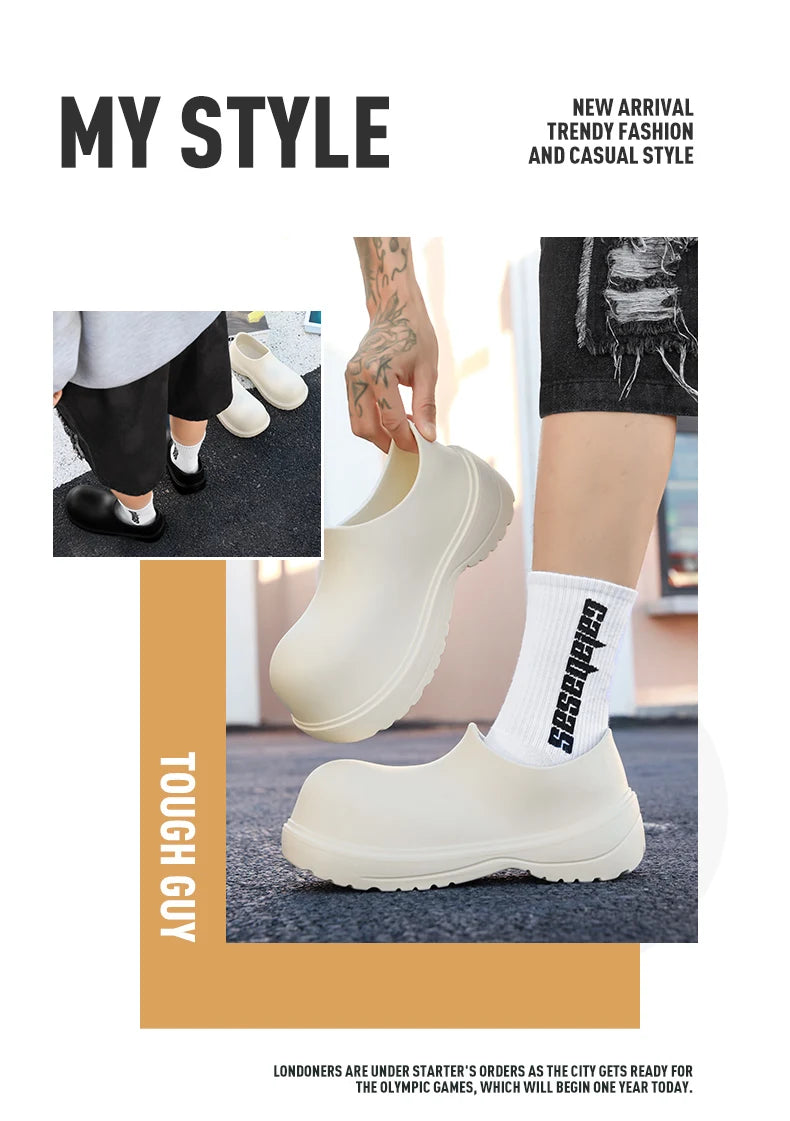 Slippers for men, spring trendsetters, height increasing thick soled big toe shoes, stylish men, summer outerwear, casual fashio