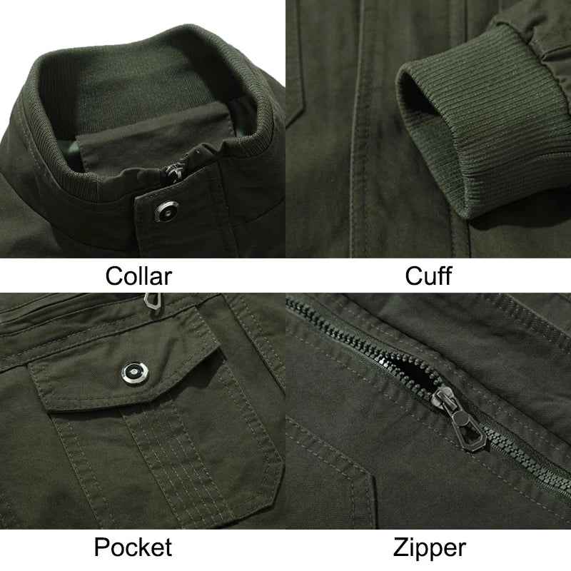 Big Size 6XL Army Cargo Jackets Men Spring Autumn Military Multi-pocket Bomber Coats Male Stand Collar Air Force Tactical Jacket