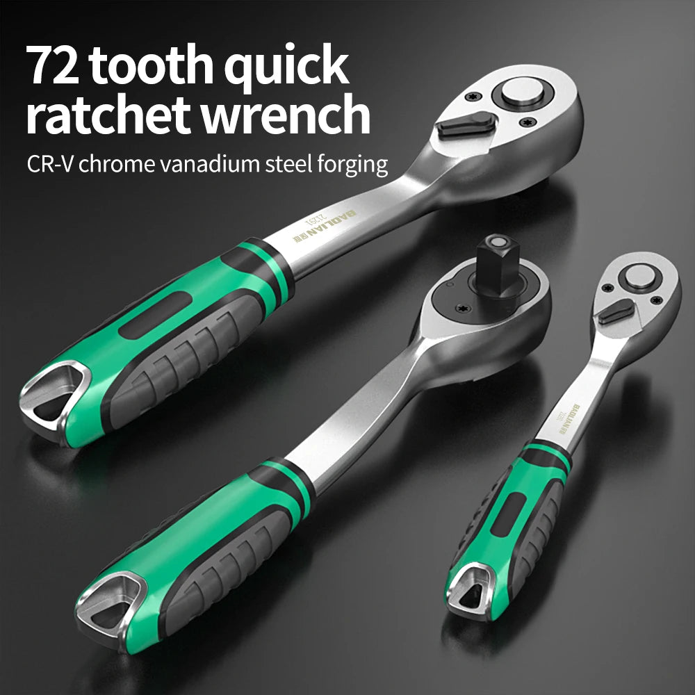 72 Tooth Ratcheting Wrench Set 1/4 3/8 1/2 Inch Auto Quick Repair Wrench Labour-Saving Ratchet Wrench Set Hand Tools