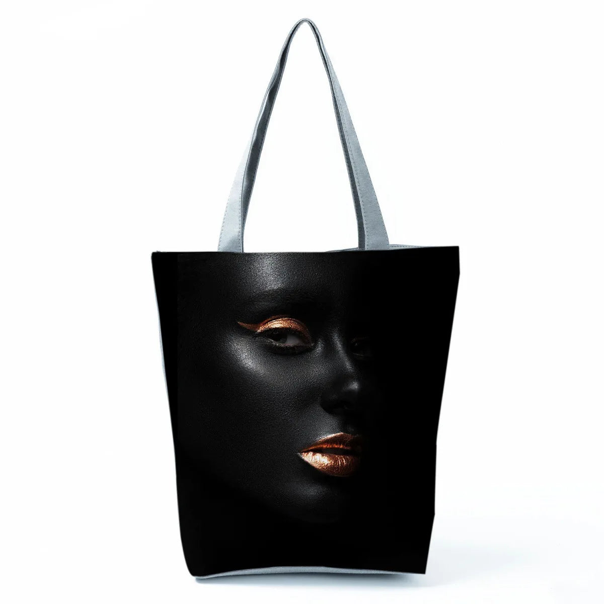 Fashionable Black Beauty Print Handbag Large Capacity Shoulder Bag Stylish Mystery Tote Bag for Women Versatile Polyester Bag
