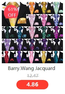 Barry.Wang Orange Brown Silk Mens Tie Hanky Cufflinks Set Gold Coffee Jacquard Designer Necktie For Male Wedding Business Party