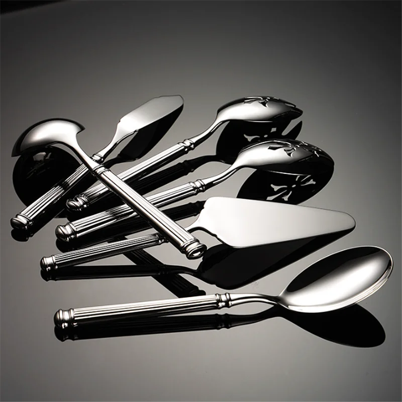 High Value 420 Stainless Steel Roman Cutlery Set Public Spoon Fork Knives Silverware Western Hotel Table Decoration Luxury Gift