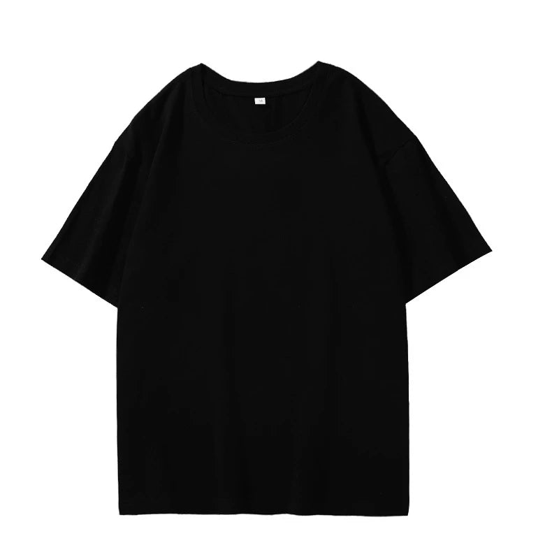 Plus Size Four-season Pure Cotton Solid Color T-shirt Couples Featuring Long Sleeves Dropped Shoulders Custom-made Cultural