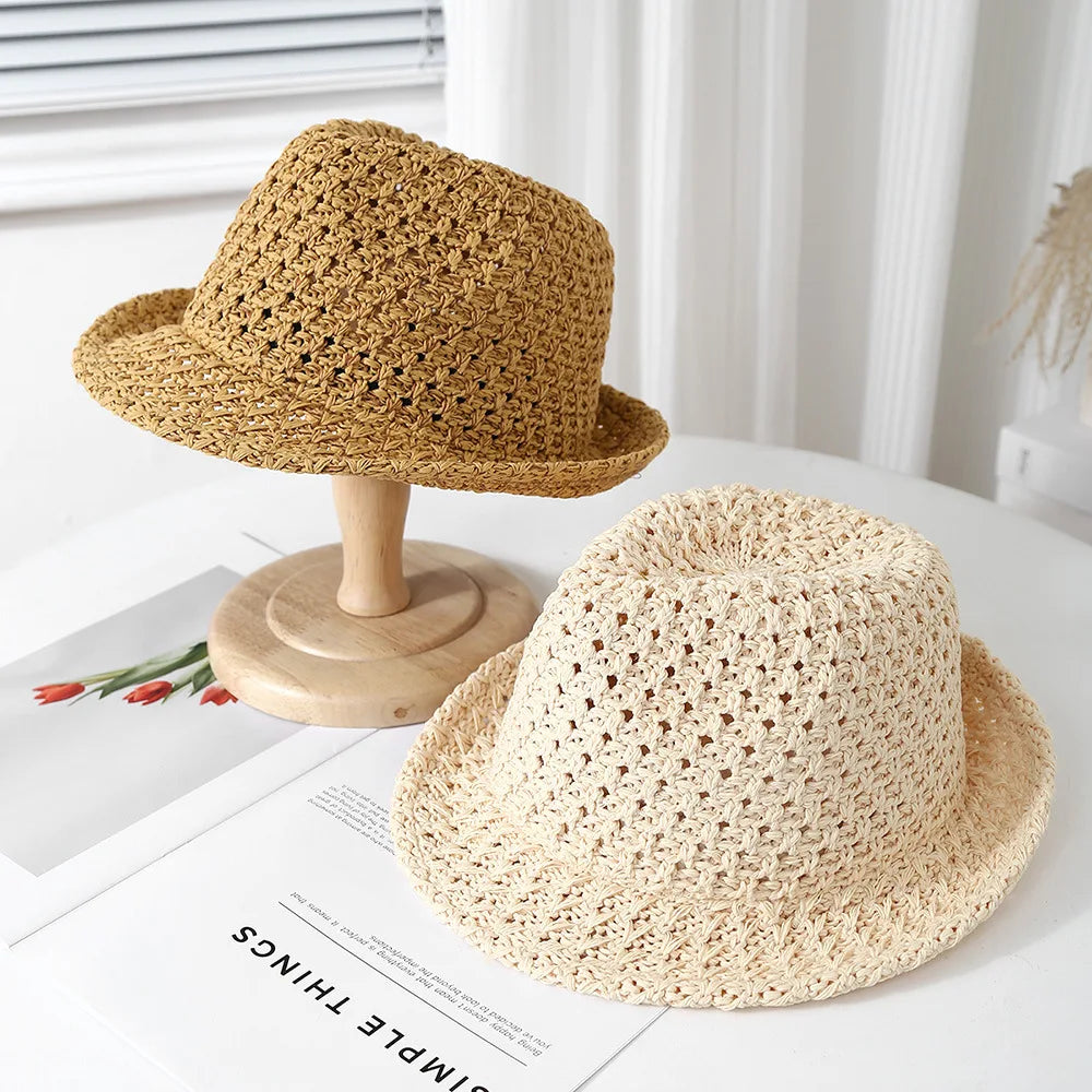 Women's Vintage Jazz-inspired Fisherman Bucket Hat Summer Breathable Sunscreen Sunshade Sun Hat
