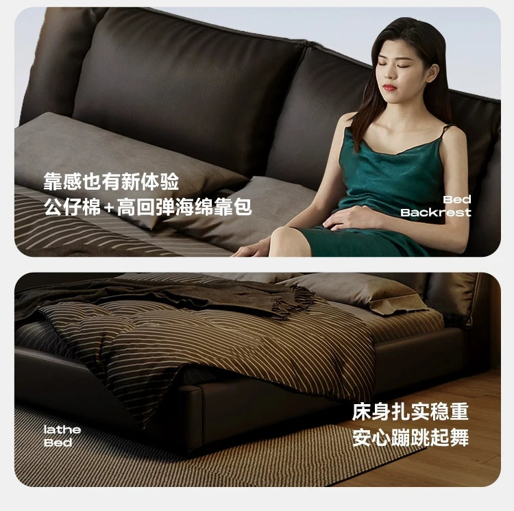 Luxury Modern Bed Sofa Frame Floor Sleeping Platform Bedroom Massage Bed Leather Safe Letto Matrimoniale Lounge Suite Furniture