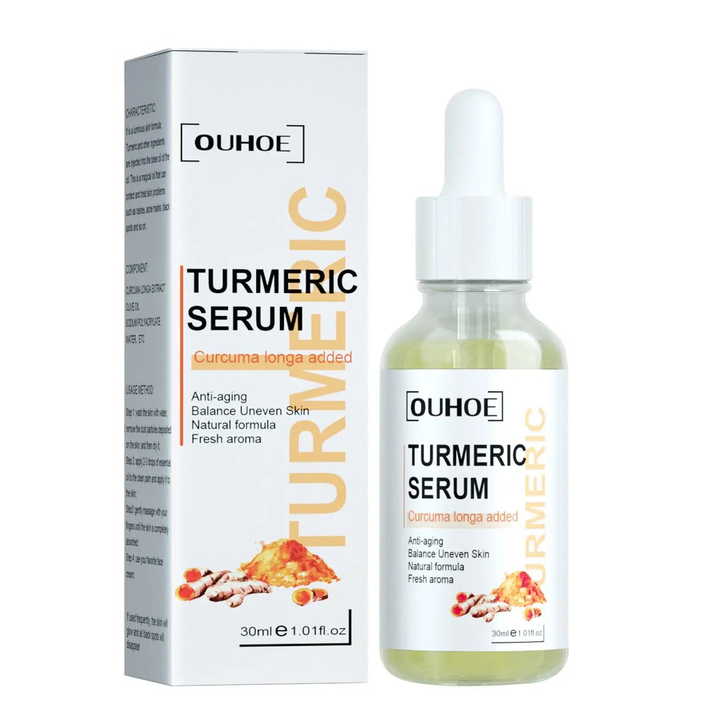 Turmeric Essence Serum Essential Oil Organic Moisturizing Smooth Skin Spot Reducing Fine Lines Turmeric Face Care Oil 30ml