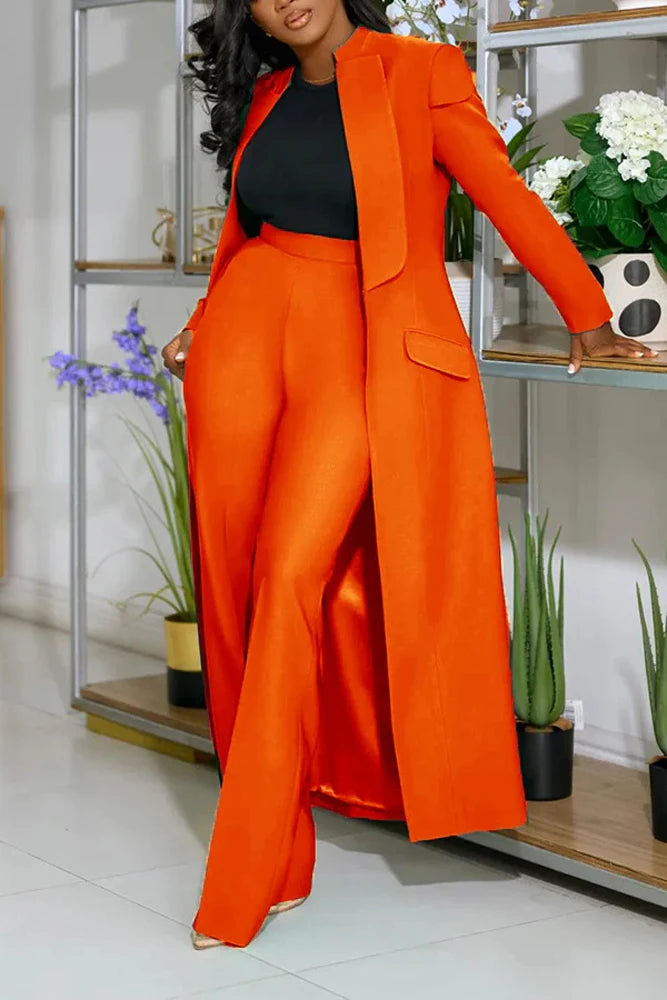 Streetwear Fashion X-Long Blazer Coat and Long Pants Suit 2 Two Piece Set for Women 2025 Spring African Work Business Outfits