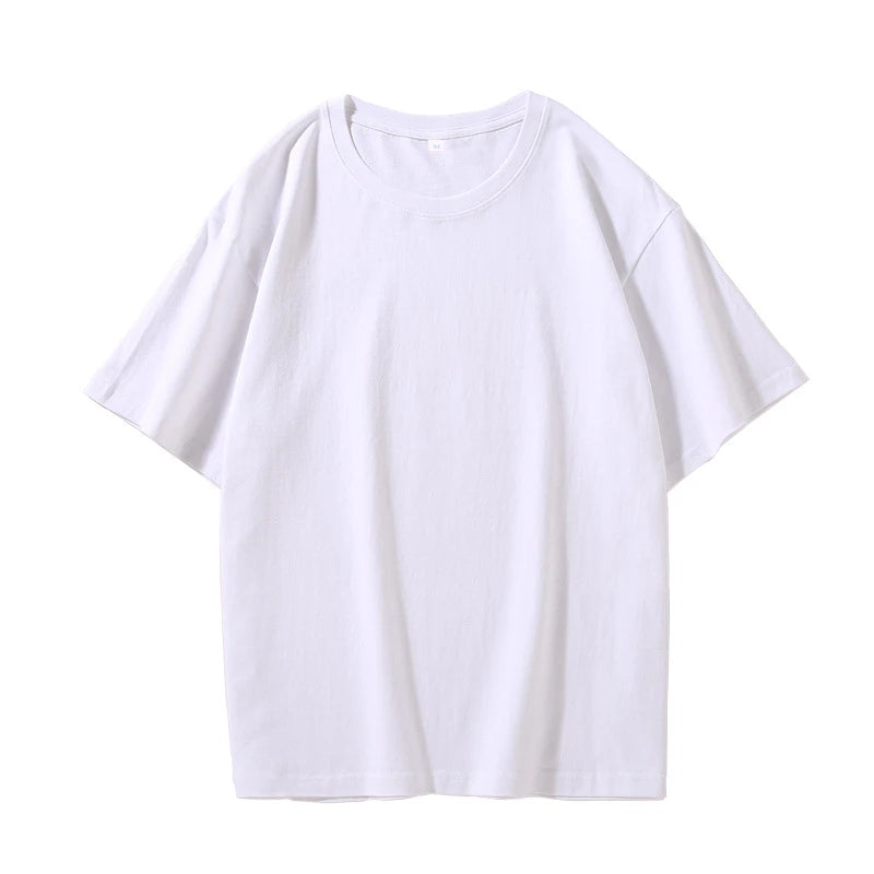 Plus Size Four-season Pure Cotton Solid Color T-shirt Couples Featuring Long Sleeves Dropped Shoulders Custom-made Cultural