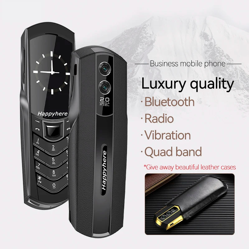 New Unlock V8 Bar Luxury Metal Handmade Phone Quad band Dual Sim Leather case Bluetooth FM Radio Push-button mobile phone